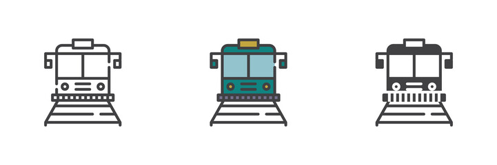 Fototapeta premium Railroad train different style icon set