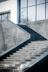 Steps, contemporary granite stone stairs. Architectural details, exterior.