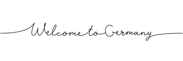 Welcome to Germany - word with continuous one line. Minimalist drawing of phrase illustration. Germany country - continuous one line illustration.