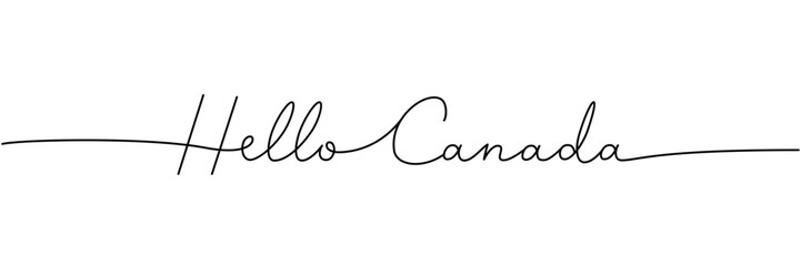 Hello Canada - word with continuous one line. Minimalist drawing of phrase illustration. Canada country - continuous one line illustration.