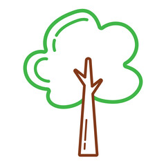 Tree in Line Cartoon Doodle Vector Illustration Isolated on White Background