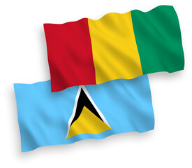 Flags of Saint Lucia and Guinea on a white background