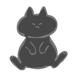 お座りしている黒猫のイラスト素材