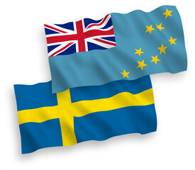 Flags of Sweden and Tuvalu on a white background