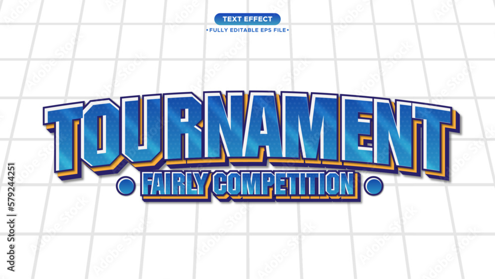 Poster tournament vector text effect with shiny blue color style