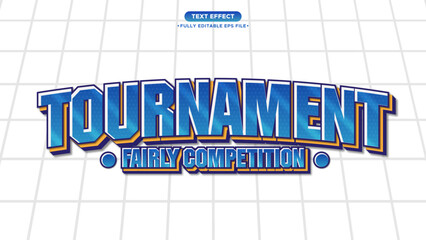 Tournament Vector Text Effect with Shiny Blue Color Style