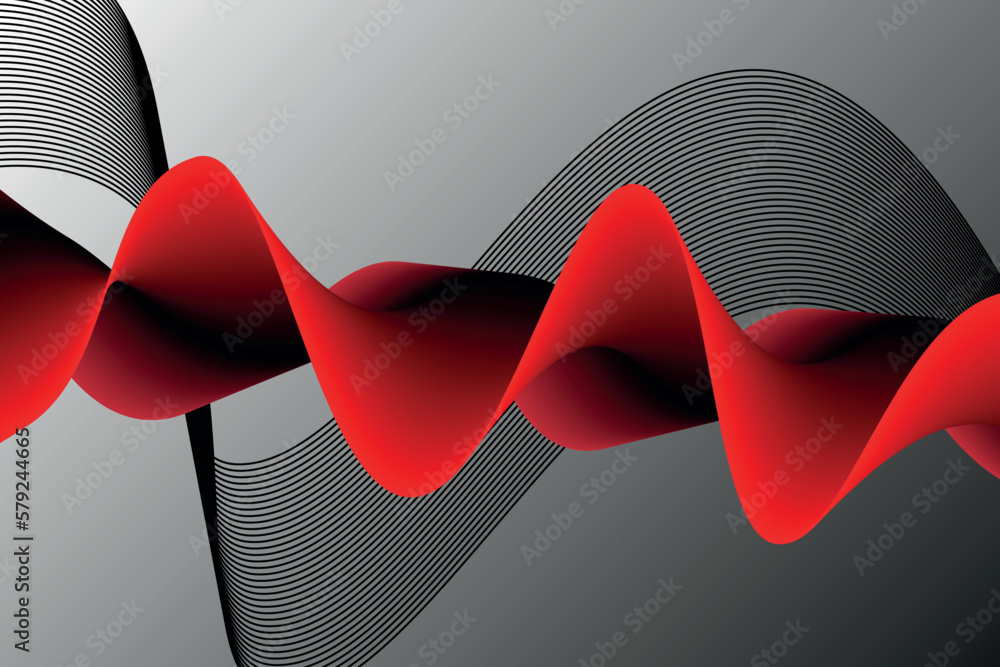 Poster red and black wave abstract background, suitable for landing page and computer desktop background. 3