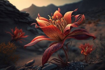 A Field of Fire Lilies with Blazing Red Petals: Fiery Beauty