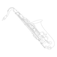 Fototapeta na wymiar line drawing saxophone Wind instruments. Jazz performances or participation in an orchestra vector illustration