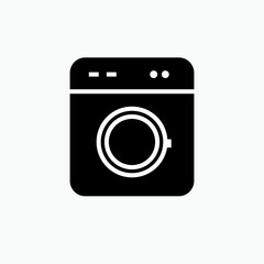 Washing Machine Icon. Laundry Element Symbol - Vector.    