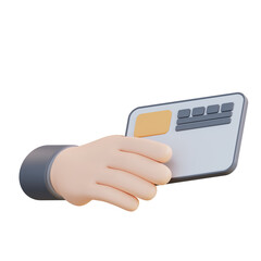 3d Illustration of a hand holding an atm card