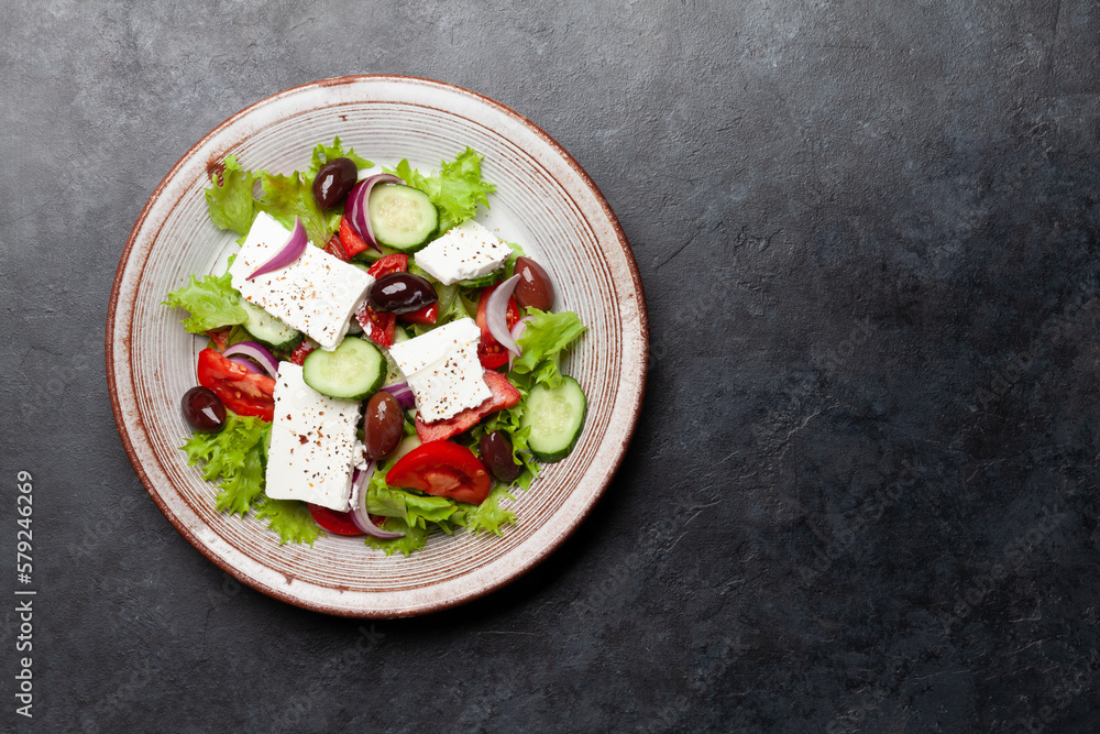 Canvas Prints greek salad with fresh vegetables and feta cheese