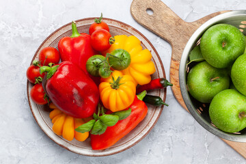 Various colorful garden tomatoes