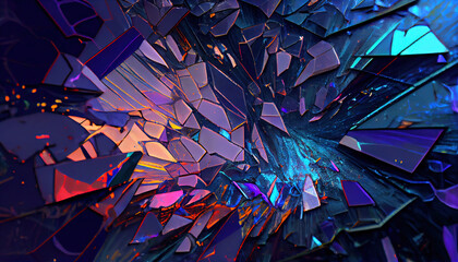 Shuttered Colored Glass Scattered into Many Pieces- Broken Glass Background AI Generative