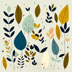 Beautiful colorful leaves. Abstract background or wallpaper. Printable artwork. Generative AI.