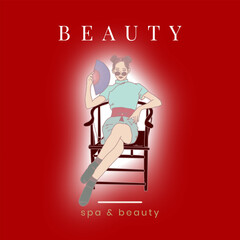 beauty spa logo template, lotus flower illustration for health wellness business