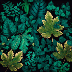 Beautiful colorful leaves. Abstract background or wallpaper. Printable artwork. Generative AI.