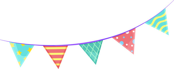 Obraz premium bright vector illustration garland of flags, party decoration, paper flags