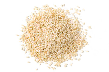 white sesame seeds isolated on white background.