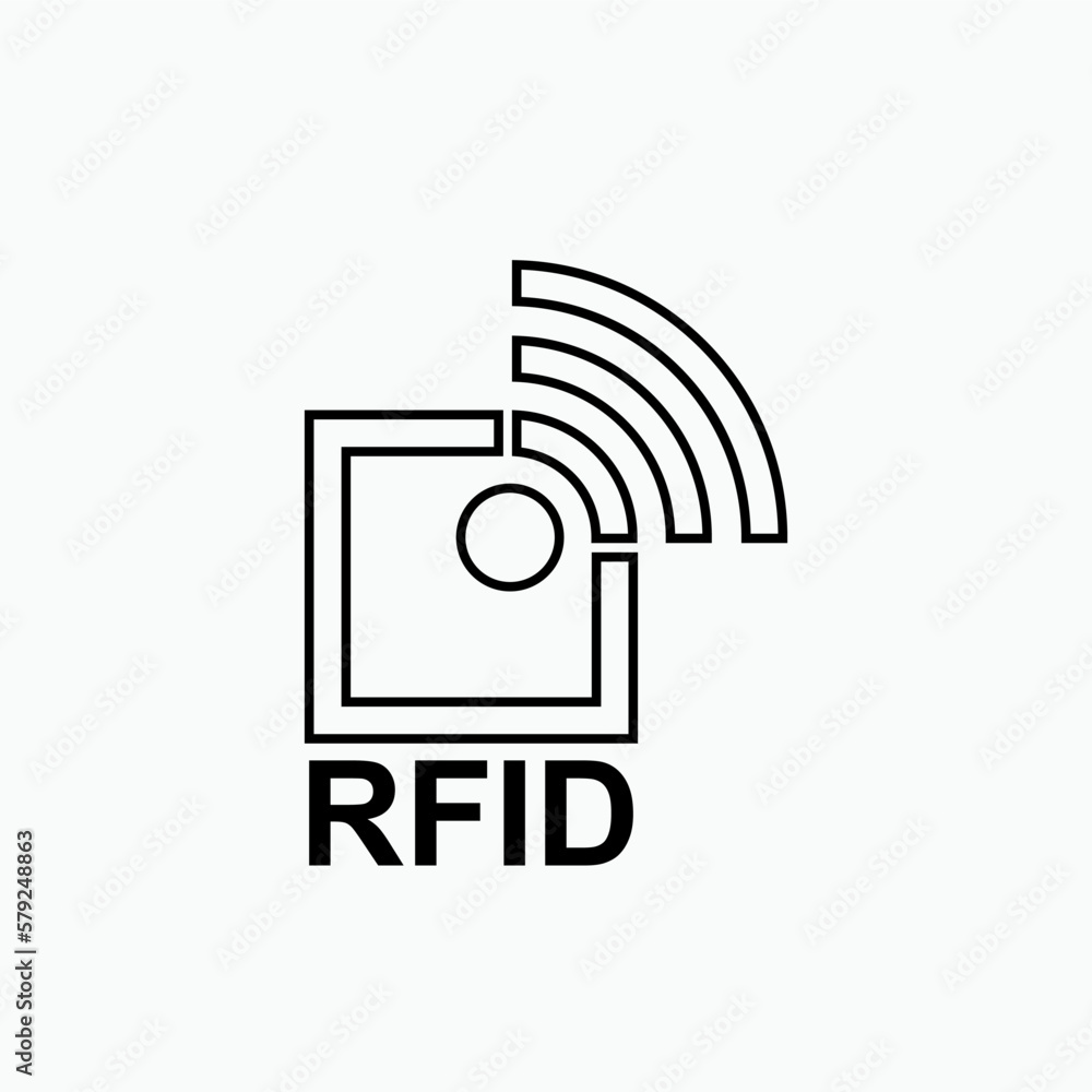 Poster rfid or radio frequency identification vector icon for apps and websites.