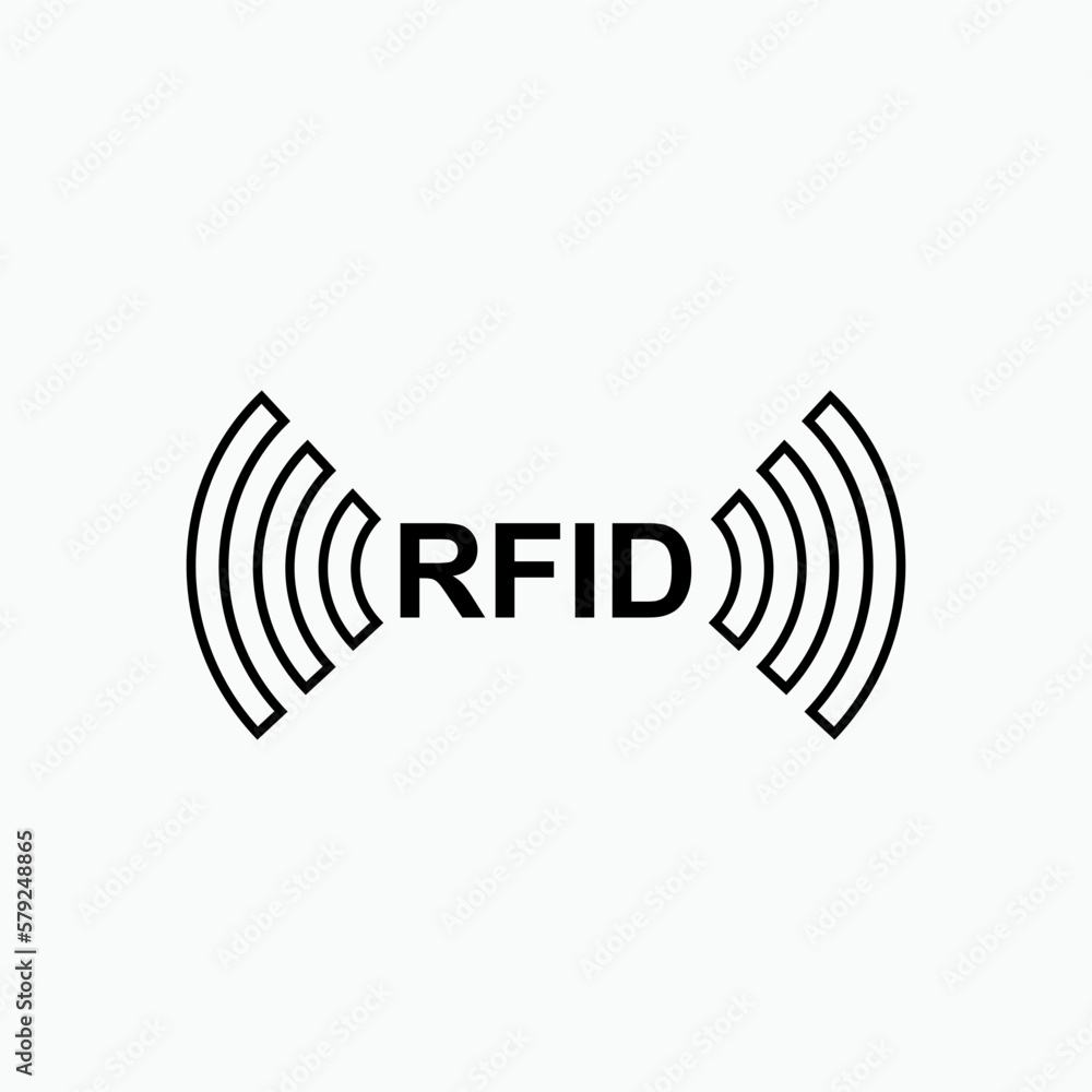 Poster rfid or radio frequency identification vector icon for apps and websites.