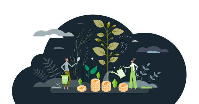 Socially Responsible Investing For Green Eco Funding Tiny Person Concept, Transparent Background. Ethical And Nature Friendly Approach For Financial Payments, Savings Or Earnings Illustration.