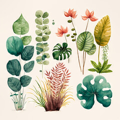 Fototapeta premium Beautiful colorful leaves. Abstract background or wallpaper. Printable artwork. Generative AI.