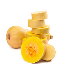 Pumpkin isolated on white background. Orange squash. Fall holidays, halloween, thanksgiving day, food concept.