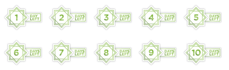 Set of gold ramadan days left countdown. Very suitable for decorate your ramadan banner, poster, advertising, etc.