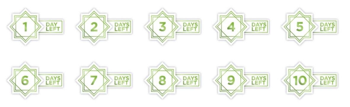 Set of gold ramadan days left countdown. Very suitable for decorate your ramadan banner, poster, advertising, etc.