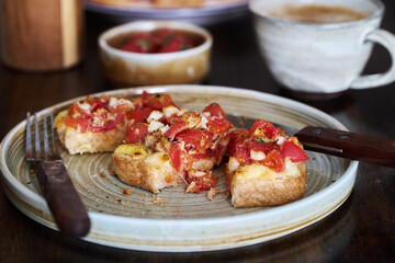 Delicious Brunch Toast, topped with tomato, tuna and cheese