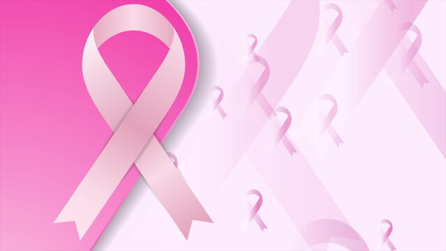 Breast cancer awareness month. Pink ribbon tapes minimal background