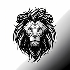Black and white lion head