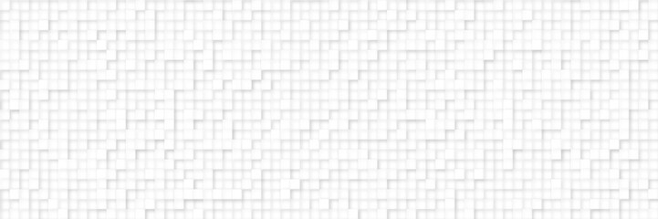 3d seamless cubes pattern. White ceramic tile background. Abstract square mosaic.