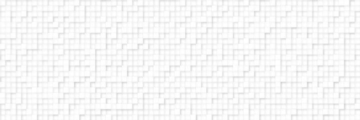 3d seamless cubes pattern. White ceramic tile background. Abstract square mosaic.