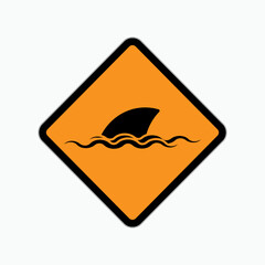 Beware of Sharks. Dangerous Swimming Area Symbol.    