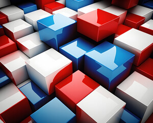 Abstract red white and blue patriotic background created with Generative AI technology	