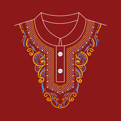 neck design embrodery style in maroon red colour background