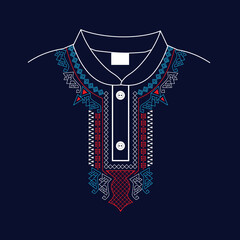 neck design embrodery style in navy blue colour background