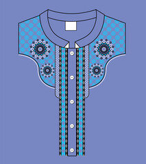 neck design embrodery style in pastel blue colour background