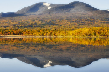 Autumn landscape in Abisko national park in north of Sweden