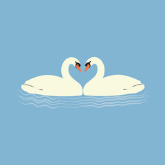 Swan floating on the water-Vector Art Work