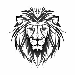 Black and white lion head
