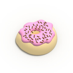 Glazed Donut 3d realistic design set of elements. Sweet food, donuts with sprinkle. 3d illustration isolated on white background with alpha channel.