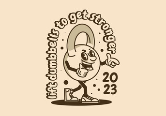 Mascot character design of a walking dumbbells