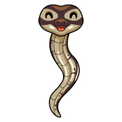 Fototapeta premium Cute black head butter ball python cartoon