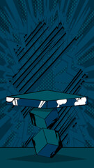 Abstract Pop art Sherpa Blue Advertising podium. Comic Book Product Presentation stage. Vintage Scene for mockup presentation, background.