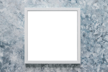 white square picture frame mock-up with copy space for yout text or image on top of  grey blue background