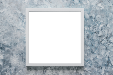 white square picture frame mock-up with copy space for yout text or image on top of  grey blue background