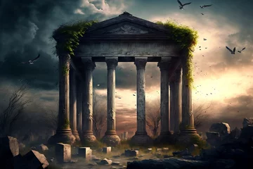 Fotobehang Reconstructing the Magnificence of The Temple of Olympian Zeus using Generative AI © jambulart